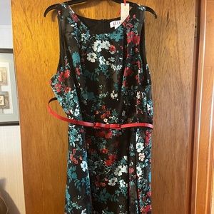 Floral Dress - Red and Green